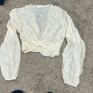 Elegant Cream Cropped Women's Top